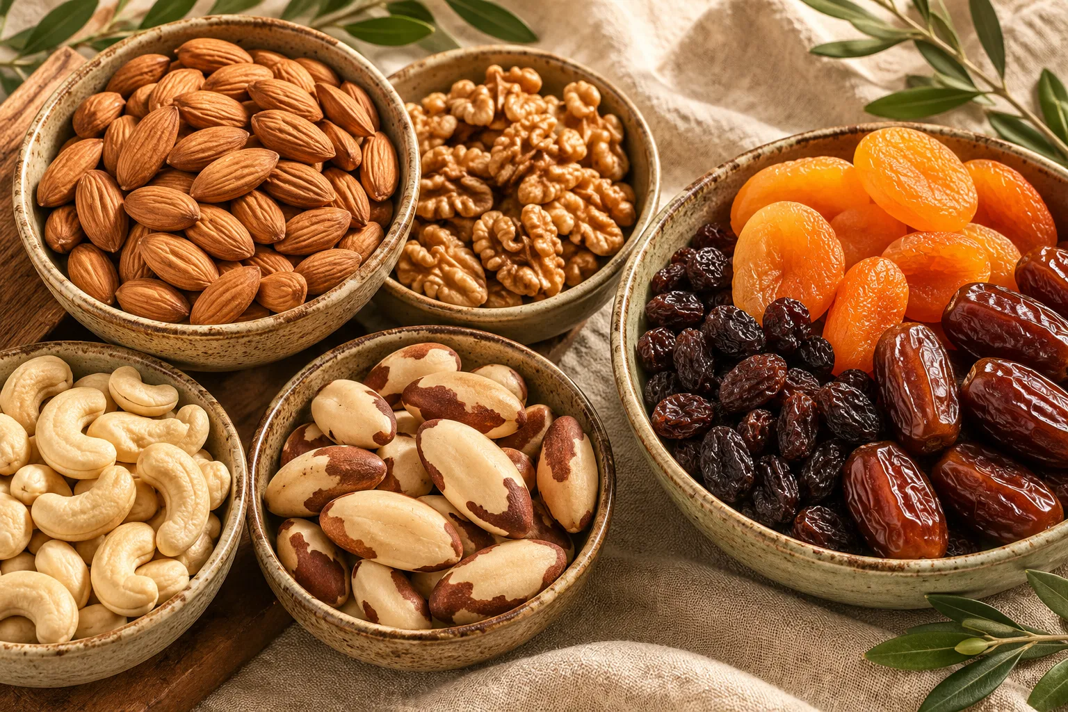 Castanhas e frutas secas; fotografia ilustrativa